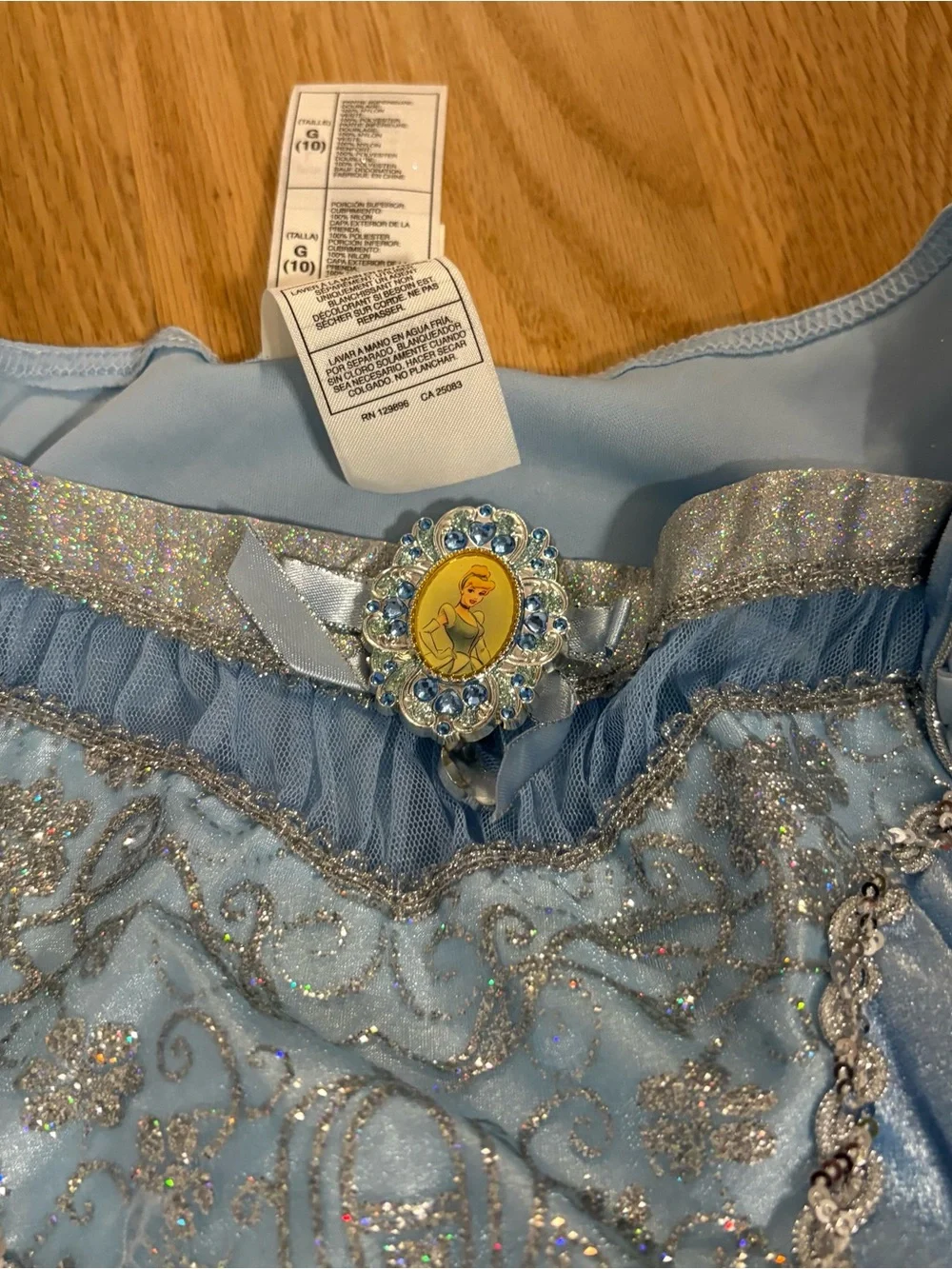 Disney Store Cinderella Dress NEW Costume Large 10 Carriage Glitter Blue